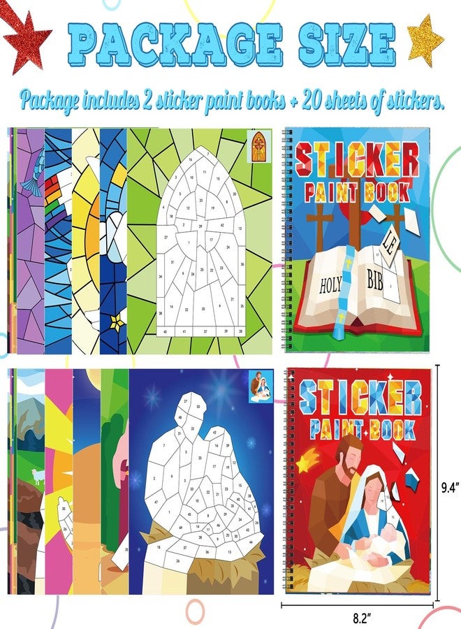 TBEEJ 2PCS Bible Crafts for Kids Ages 4-8 Sticker Paint Books Airplane Activities Includes Christian Jesus Angel Adam&Eve and More Designs Gift Party Create 20 Pictures（Sticker Sheets are Separate） - Image 4
